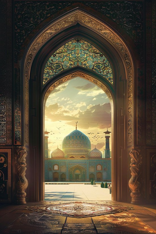 Gebedsposter | Moskee Poster | Poster Islam | Cultuur | Geloof Poster | Abstracte Moskee | Huisdeco | Abstracte poster | 51x71cm | Wanddecoratie | Muurposter | BY | Geschikt om in te lijsten