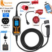 Feyree - EVse - EV Oplader - EV Oplaadkabel - Elektrische Auto - Met Adapter - Wi-Fi - Bluetooth - 11Kw - 16A - 3Fase