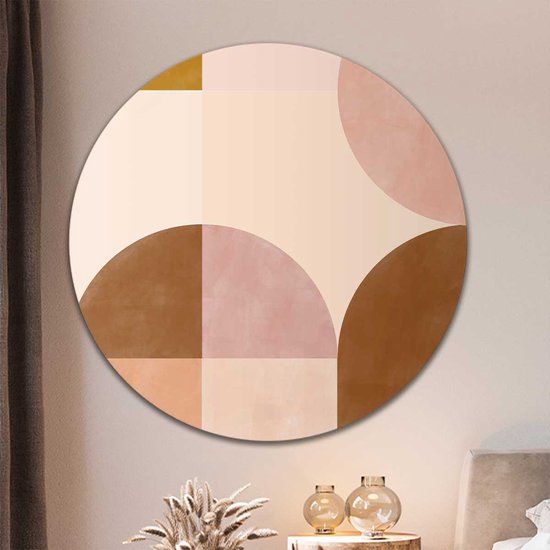 Muurcirkel Abstract soft roze | Forex | Ø 60cm | Inclusief ophangsysteem