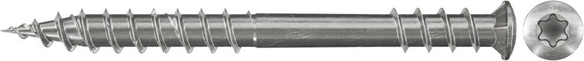 Fischer 200x Power-Fast Terrasseschroef 5,5 x 80 Verzonken kop A2 TX - 660618