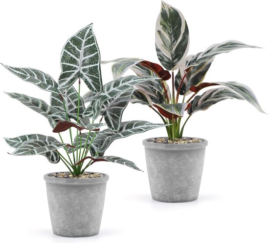 Set van 4 kleine kunstplanten in pot voor de decoratie van