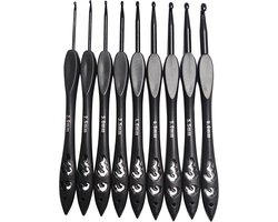 Somstyle Ergonomische Haaknaaldenset - Crochet Kit - 9 Maten - 2.0 mm t/m 6.0 mm - Zwart