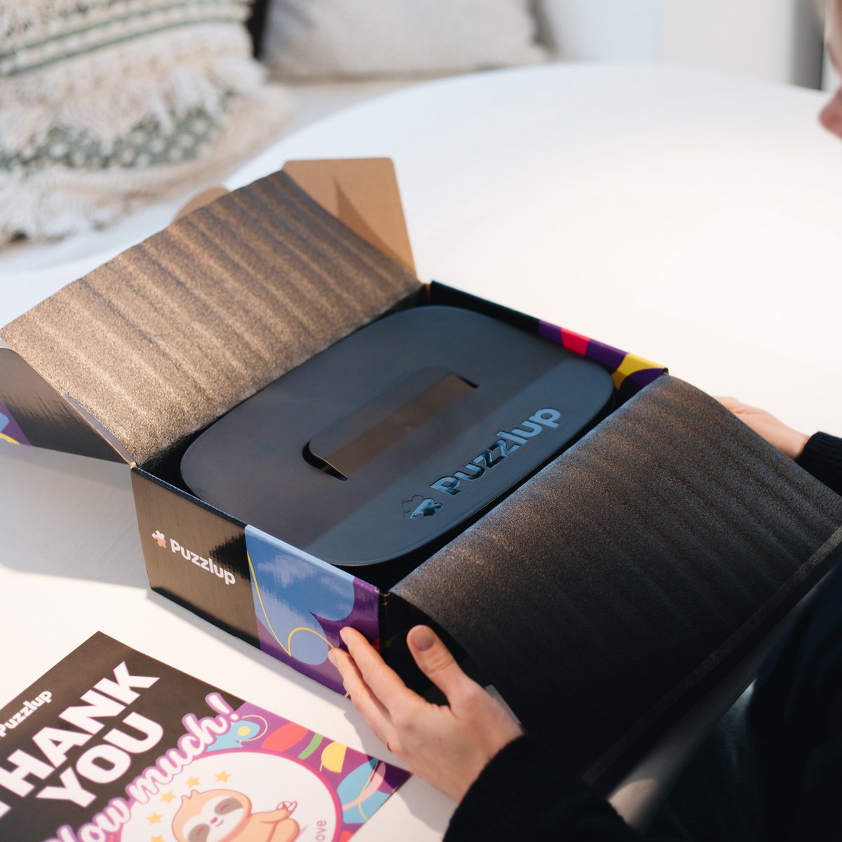 Becko Stapelbare Puzzel Sorteerbakjes Legpuzzel Sorteerbakjes met Deksel Puzzel Accessoire voor Puzzels tot 1500 Stukjes, 8 Zeshoekige Bakjes (Zwart