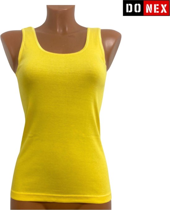 2 Pack Top kwaliteit dames hemd - 100% katoen - Geel - Maat L
