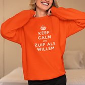 Oranje Koningsdag Trui Keep Calm And Zuip Als Willem - MAAT XL - Uniseks Pasvorm - Oranje Feestkleding