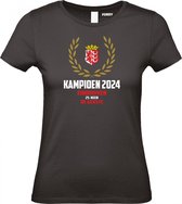 T-shirt Krans Kampioen 2024 | PSV Supporter | Eindhoven de Gekste | Shirt Kampioen | Zwart Dames | maat L