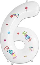 LUQ - Cijfer Ballonnen - Cijfer Ballon 6 Jaar Happy Birthday Groot - Helium Verjaardag Versiering Feestversiering Folieballon