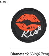 Kiss - Lippen - Kus - Zwart - Rood strijk embleem - patch - patches - stof & strijk applicatie