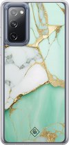 Casimoda® hoesje - Geschikt voor Samsung Galaxy S20 FE - Marmer Mintgroen - 2-in-1 case - Schokbestendig - Marble design - Verhoogde randen - Mint, Transparant