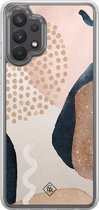 Casimoda® hoesje - Geschikt voor Samsung Galaxy A32 4G - Abstract Dots - 2-in-1 case - Schokbestendig - Geometrisch patroon - Verhoogde randen - Bruin/beige, Transparant
