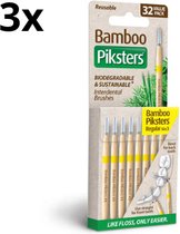 3x Piksters Bamboe Rechte Ragers - Maat 3 - Geel - 32 stuks