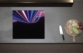 Inductieplaat Beschermer - Abstracte Neonkleurige Lijnen - 58x52 cm - 2 mm Dik - Inductie Beschermer - Bescherming Inductiekookplaat - Kookplaat Beschermer van Wit Vinyl