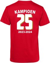 T-shirt 25x Kampioen | PSV Supporter | Eindhoven de Gekste | Shirt Kampioen | Rood | maat L