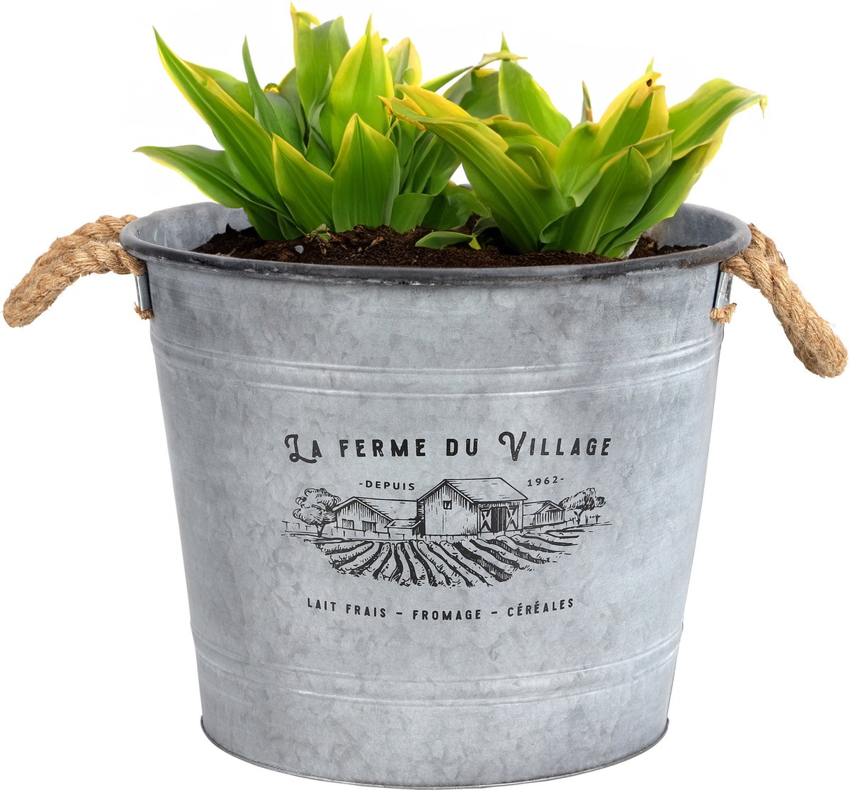 Goedkoopste Sunnydays Emmer/plantenpot/bloempot - zink - zilver - D38 x H31 cm