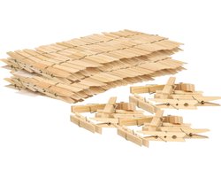 Excellent Houseware Wasknijpers - 300x - bamboe hout - 7 cm