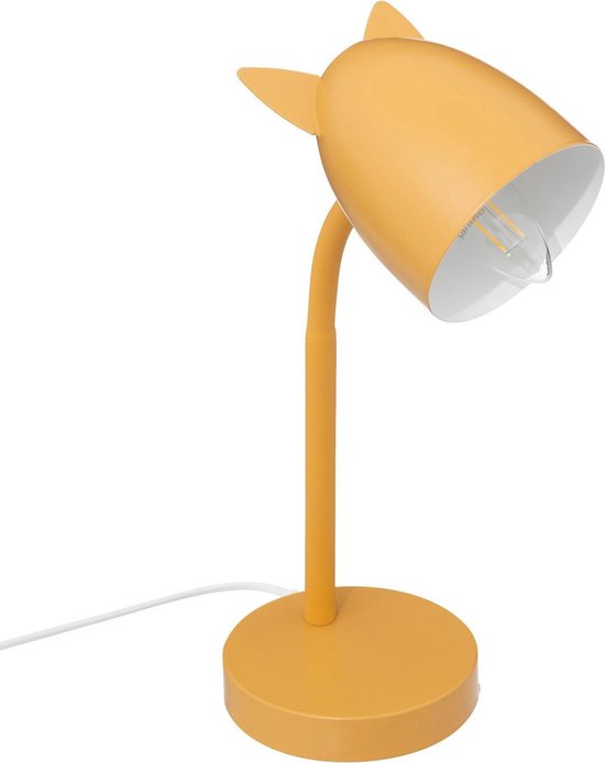 Atmosphera Kinderkamer bureaulamp - met oortjes - geel - metaal - 18 x 12,5 x 31 cm - tafellamp