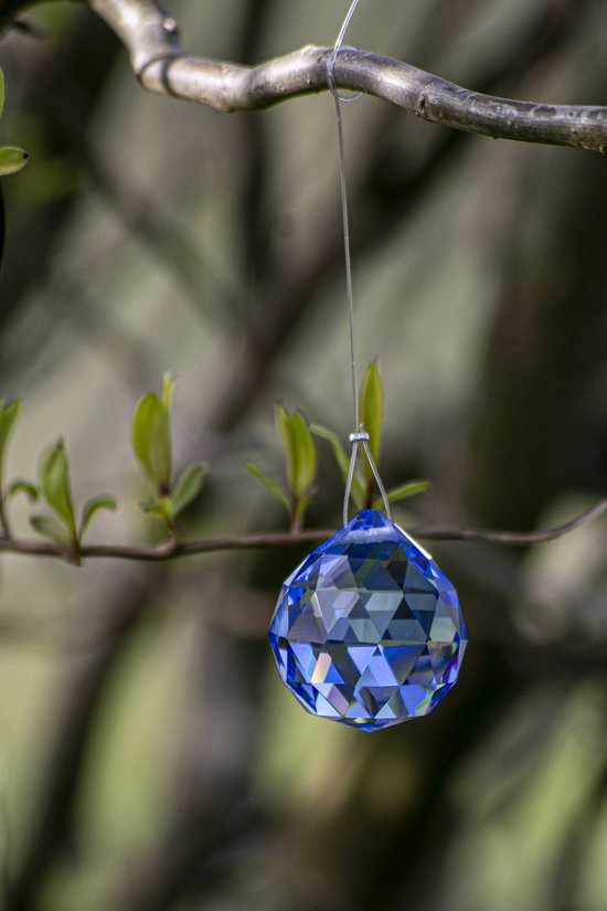 Raamkristal Ball 30mm "Blauw" Silvercrystal (Feng Shui kristal, Raamhanger, Sun Catcher, Regenboogkristal)