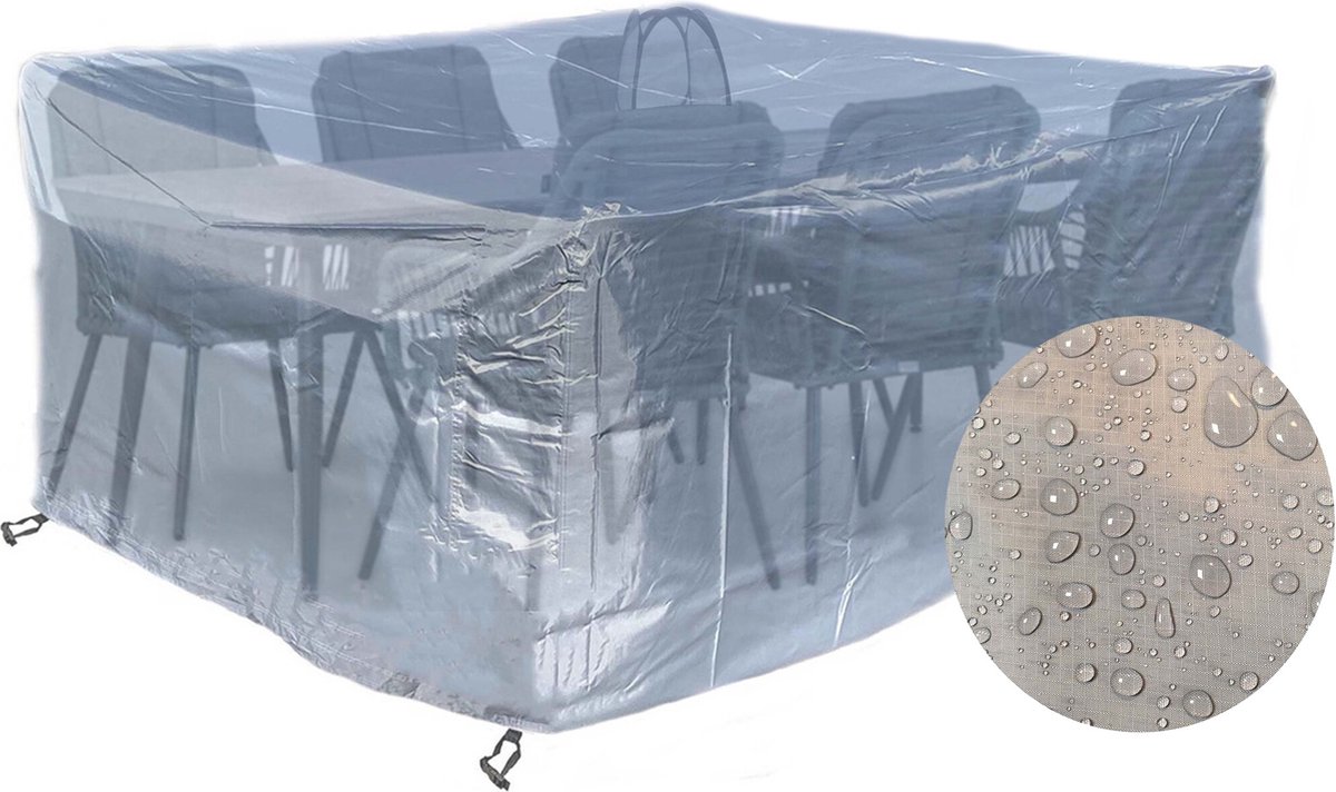 CUHOC Diamond Tuinmeubelhoesset - Tuinsethoesset - Hoes met stormbanden,aantrekkoord,antislip en afwaterings HOCCIE - 2.15x1.7x1 Grijs
