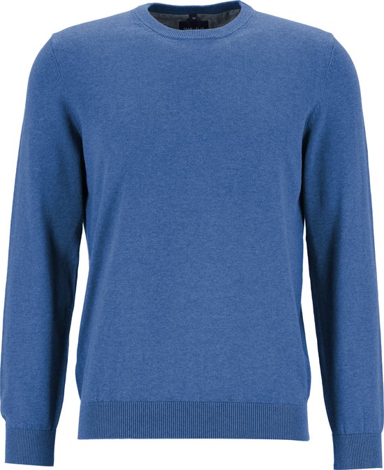 MARVELIS modern fit trui katoen - O-hals - jeansblauw - Maat: 3XL