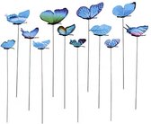 12 vrolijke vlinders op stokken / tuindecoratie / zowel binnen als buiten / Blauw