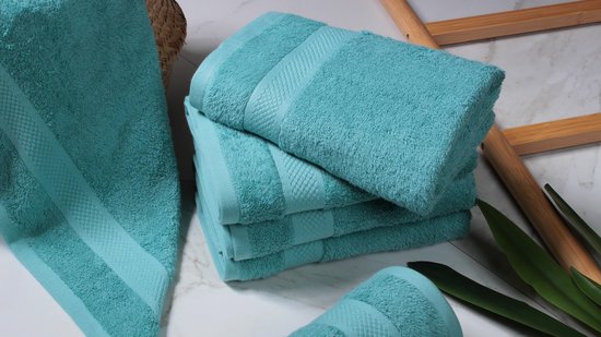 DoubleDry Hotel Handdoeken 50 x 100 cm – Set van 6 – 100% Katoen 500 g/m2 – Zacht & Absorberend - Denimblauw