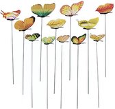 12 papillons joyeux sur bâtons / décoration de jardin / intérieur et extérieur / Jaune
