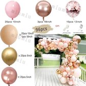 Clixify Ballonnen set compleet - Ballonnenboog roze wit - Feestballonnen - Gender reveal ballonnen - Alles in 1 Ballonnenpakket Hoge kwaliteit - 96 Stuks - Ballonnenboog Decoratie Feestpakket - Boog- Verjaardag - Babyshower versiering