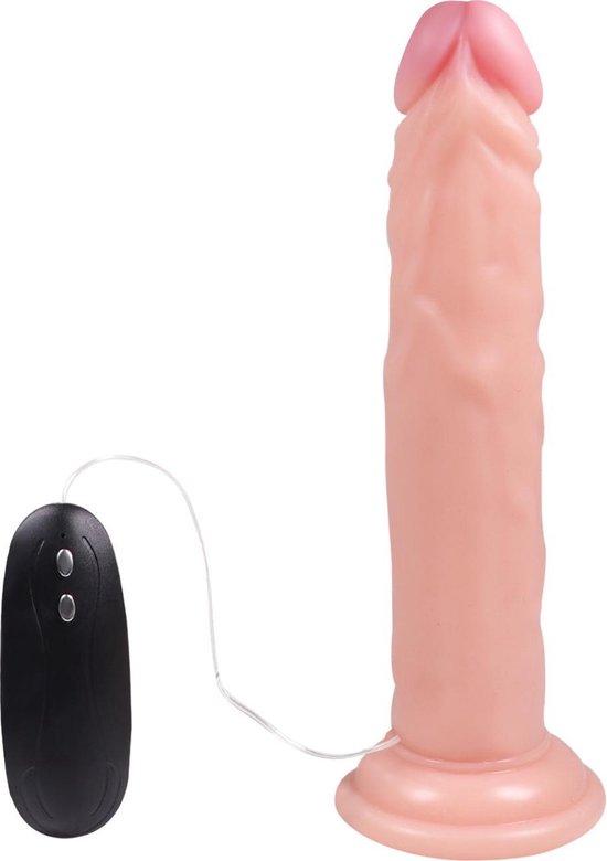 Vibrator met Zuignap en Afstandsbediening - 19 CM - beigeig