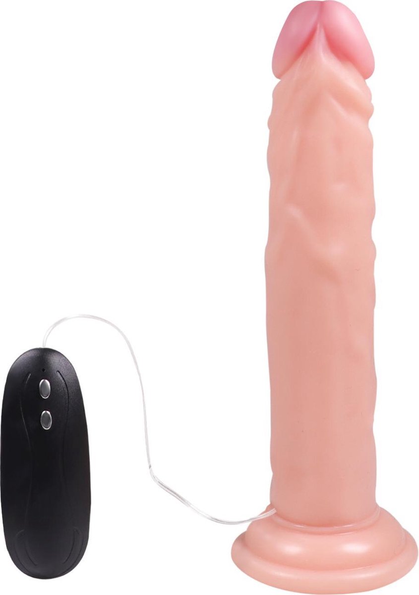 Goedkoopste Vibrator met Zuignap en Afstandsbediening - 19 CM - beigeig