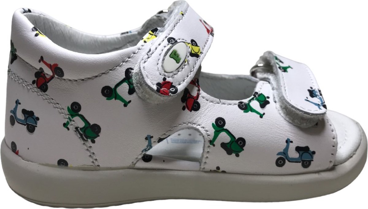 Falcotto - New River - Mt 24 - Velcro multi vespa print lederen sandalen - wit