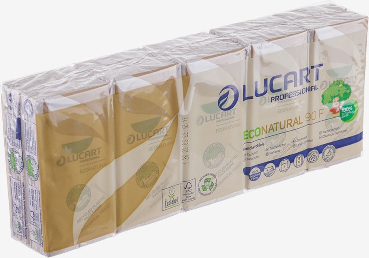 Goedkoopste Lucart - Econatural - papieren zakdoekjes - 24 pakken van 10 stuks - 4 laags - 100 circulair en klimaatneutraal product