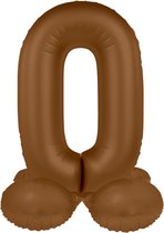 Folat - Staande folieballon Cijfer 0 Chocolate Brown - 41 cm