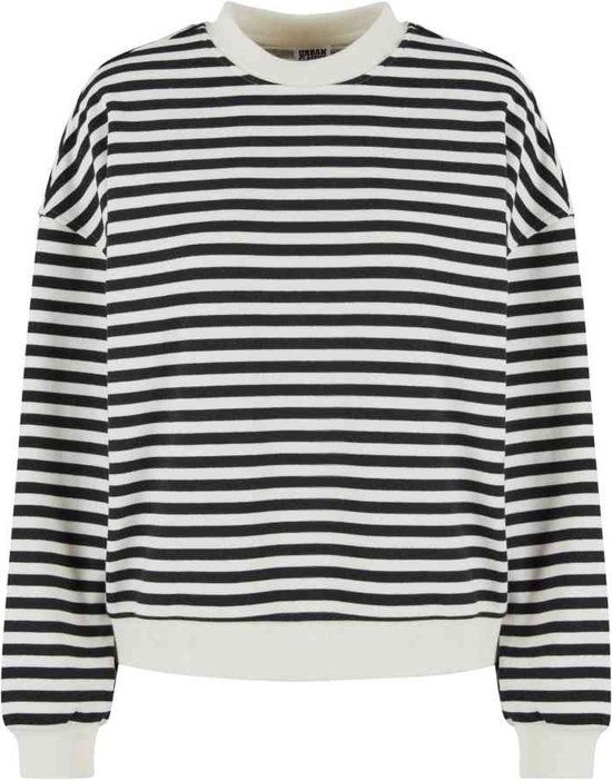 Urban Classics - Oversized Striped Crewneck sweater/trui - 5XL - Zwart/Beige