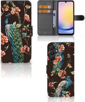Telefoonhoesje Geschikt voor Samsung Galaxy A25 Flipcase Cover Pauw met Bloemen