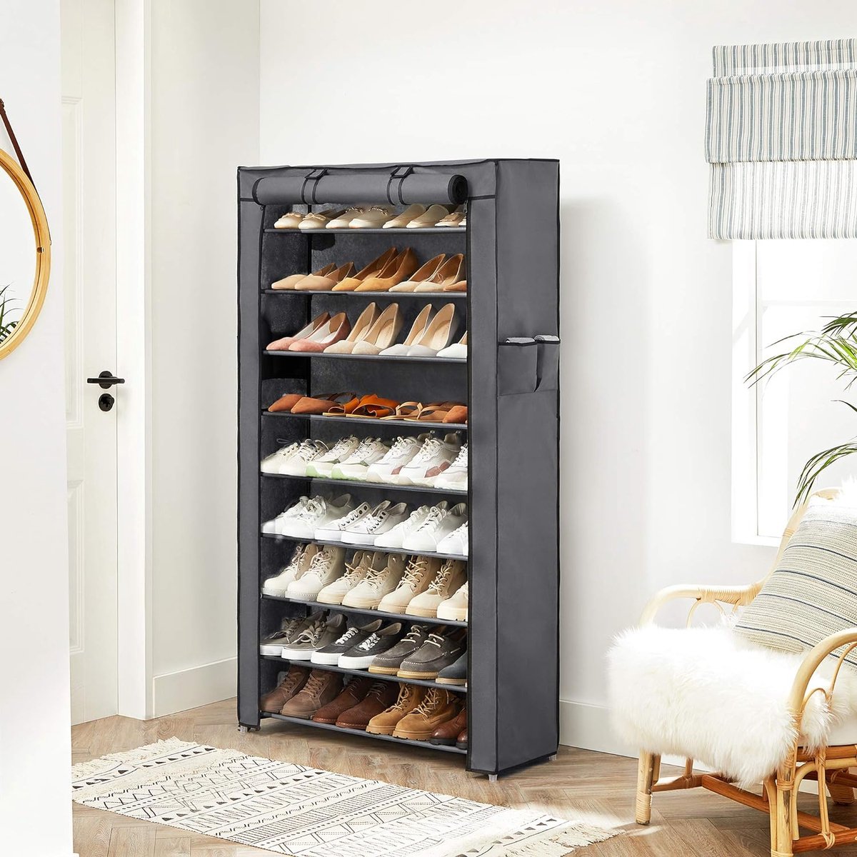 schoenenrek, schoenenopberger, shoe rack, shoe storage, 28D x 85B x 162H centimeter