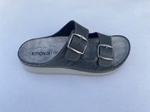 Enova Slippers Heren Sandalen Heren Donkergrijs Leer 40/45