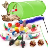 Jouets pour chats 31 pièces avec tunnel pour chat, balles, jouets pour chats, souris, jouets en plumes, speelgoed en peluche, jouets interactifs pour chats, accessoires pour chats