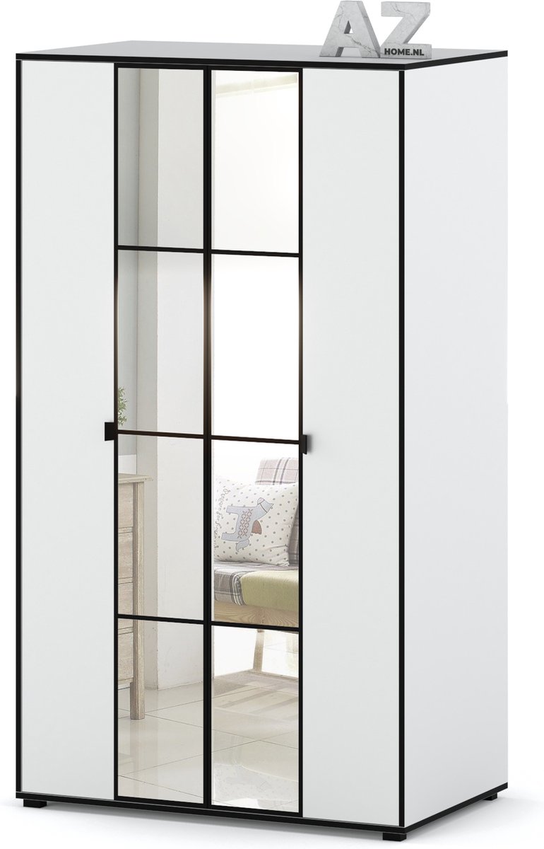 WM Dropshipping Kledingkast Oslo I 120cm - Wit Zwart - Kast