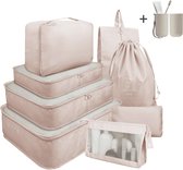 Koffer-organizer, 9-delige verpakkingskubussen, waterdichte kofferorganizerset voor vakantie en reizen, kubusset, reiskubussen, opbergsysteem voor koffer, beige