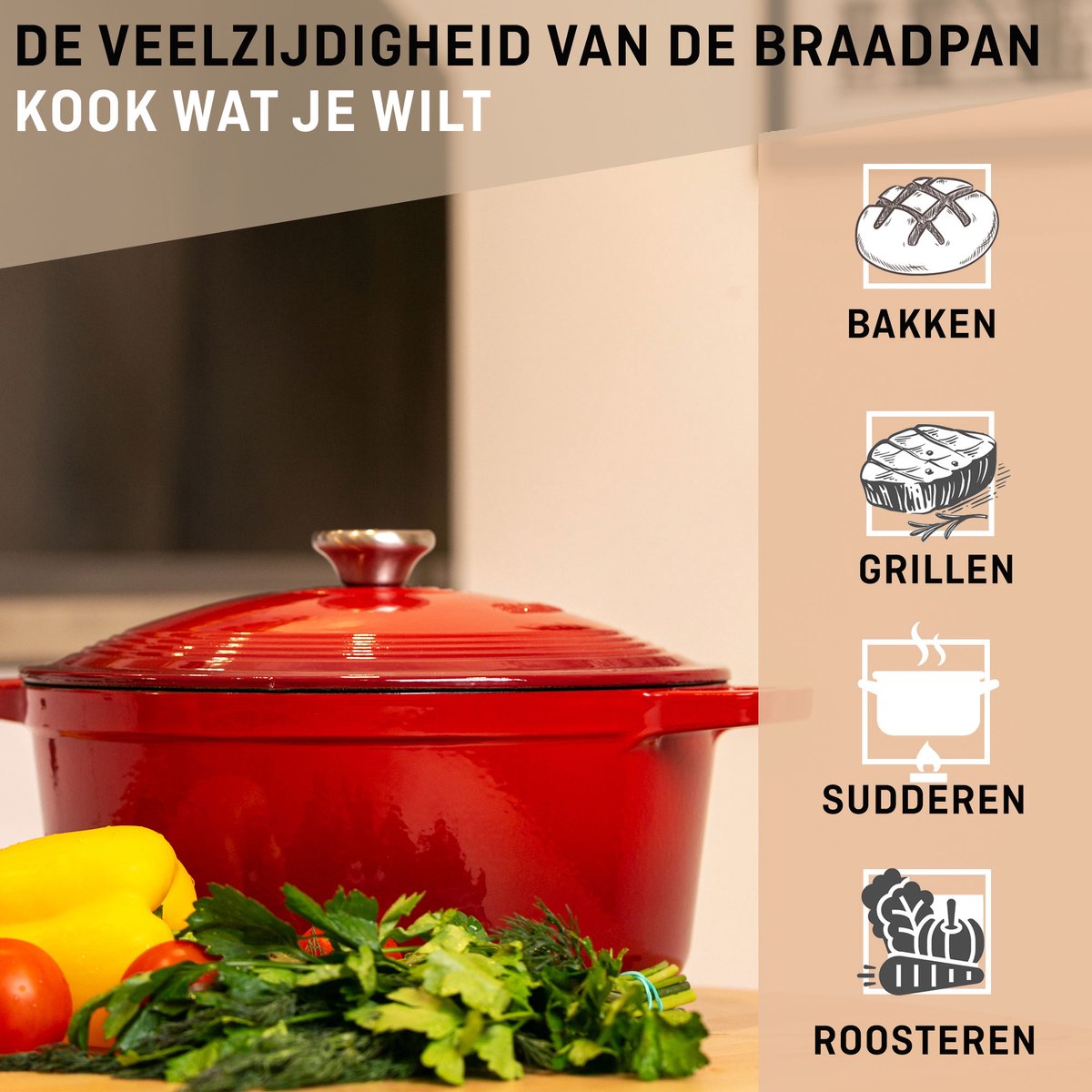 Ovale Braadpan en Stoofpot 6L - 32cm - Rode Lava Geëmailleerde Ovale Braadpan en Stoofpot 6L - 32cm - Rode Lava Geëmailleerde