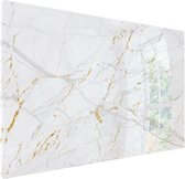 Tableau Designglas - Métal - Tableau Magnétique - Tableau Mémo - Marbre White/ Or - 60x90cm