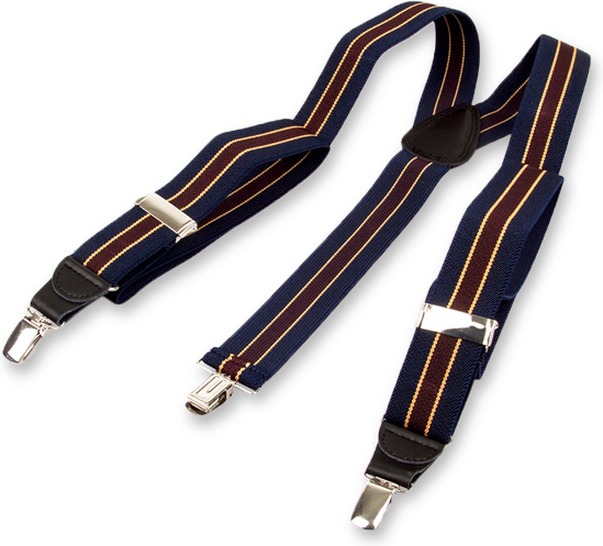 E.L. Cravatte Bretels - Gestreept - Navy / Bordeauxrood