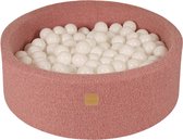 Ballenbak boucle ( teddy stof) 90 x30 cm + 200 ballen roze