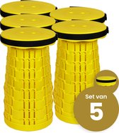 Tabouret pliable Alora extra fort jaune par 5 - tabouret télescopique - 250 kg - tabouret pliable - portable - chaise de camping - escabeau