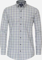 Redmond comfort fit overhemd - popeline - bruin geruit - Strijkvriendelijk - Boordmaat: 45/46