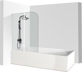 Paroi de bain Badplaats Glas transparent 5 mm d'épaisseur Pare-baignoire Verre de sécurité rotatif Paroi pliable en 2 parties 100x140cm argent