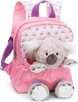 rugzak, 21 x 26 cm, roze met pluche koala, 25 cm, afneembaar pluche speelgoed, zacht, wollig, kleuterschoolrugzak met knuffeldier, voor jongens en meisjes van 2-5 jaar