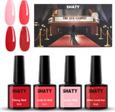 SHATY® BIAB Set 4 Chique Rode Kleuren – The Red Carpet of SHATY - Builder In A Bottle – BIAB Nagel Builder Gel – BIAB Starter Pakket - Handleiding (NL & ENG)