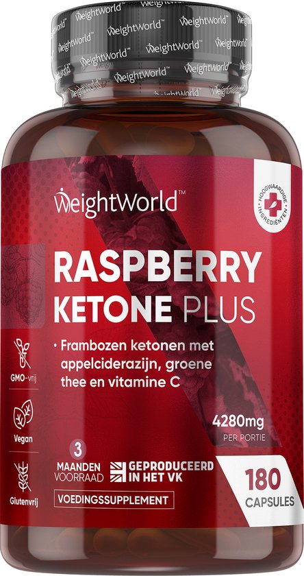 WeightWorld Raspberry Ketone Plus afslanksupplement - 180 capsules voor 3 maanden voorraad - 4280 mg per portie - Vegan en 100% natuurlijk