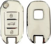 Siliconen TPU Remote Cover Key Case key cover Wit voor Citroen C3 C4 Berlingo 2021 voor Peugeot 208 2008 301 308 3008 RCZ 508 408 2008 307